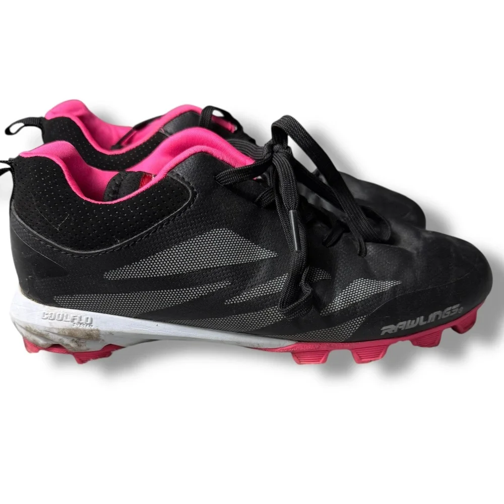 Rawlings Fastpitch Softball baseball Cleats Molded Black Pink kids Girls Size 5D